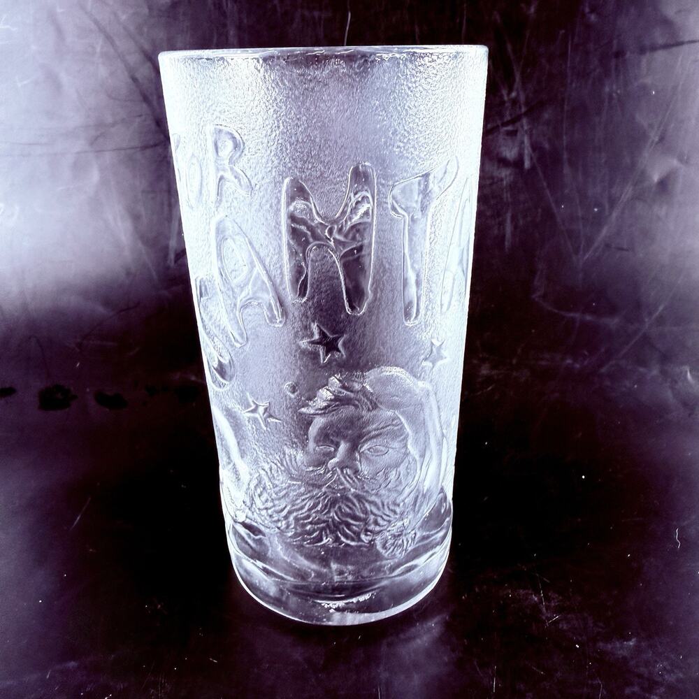 Princess House Santa Glass "Milk For Santa" Christmas Embossed Vintage